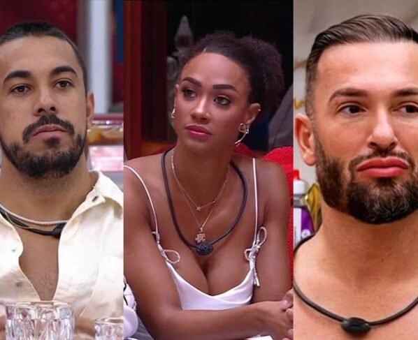 Montagem com fotos coloridades de Aline, Maike e Diego Hypólito - Metrópoles