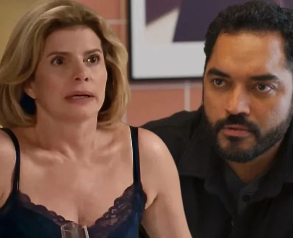 Odete (Debora Bloch) e Mario Sergio (Thomás Aquino) em Vale Tudo
