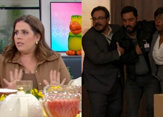 Tati Machado no Mais Você e personagens de Vale Tudo