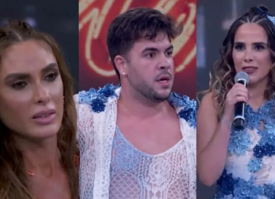 Nicole Bahls, Álvaro e Wanessa Camargo, participantes da Dança dos Famosos