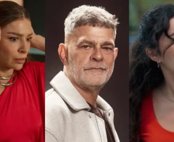 Arminda (Grazi Massafera), Rogério (Eduardo Moscovis) e Gerluce (Sophie Charlotte) de Três Graças