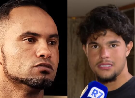 O ex-goleiro Bruno Fernandes e o filho, Bruninho