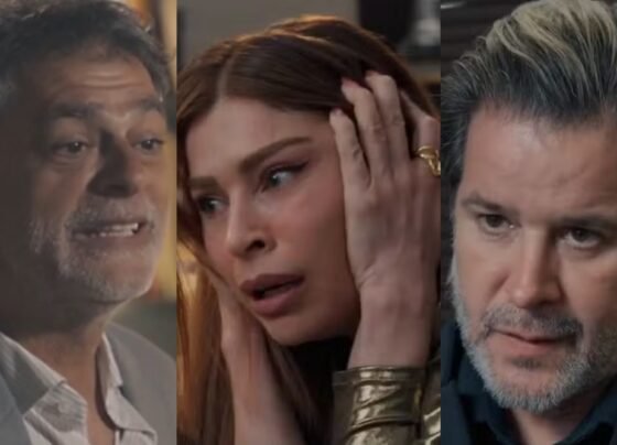 Rogério (Eduardo Moscovis), Arminda (Grazi Massafera) e Ferette (Murilo Benício) de Três Graças