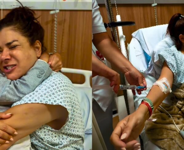 Mara Maravilha com o filho no hospital