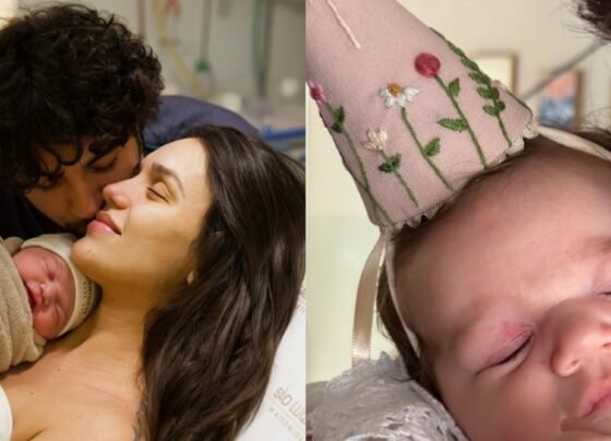 Zuza, a primeira filha de Nattan e Rafa Kalimann, completou um mês - Crédito: Reprodução Instagram @rafakalimann