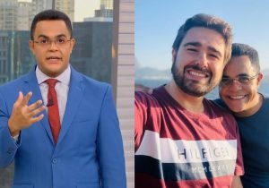 Marcelo Pereira, apresentador da Globo, e o companheiro, Lourenço Albarello