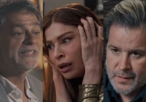 Rogério (Eduardo Moscovis), Arminda (Grazi Massafera) e Ferette (Murilo Benício) de Três Graças